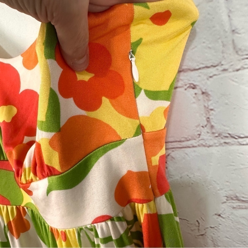 Tommy Bahama women’s dress sleeveless colorful bold floral stretchy orange green - Picture 7 of 9